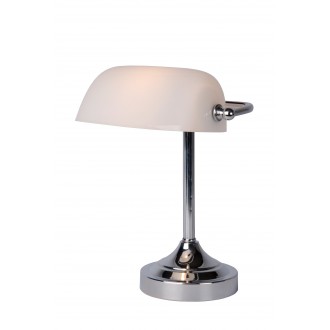 LUCIDE 17504/01/11 | BankerL Lucide stolna svjetiljka 30cm s prekidačem 1x E14 krom, bijelo