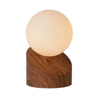 LUCIDE 45561/01/70 | Len Lucide stolna svjetiljka 16cm sa dodirnim prekidačem 1x G9 drvo, opal