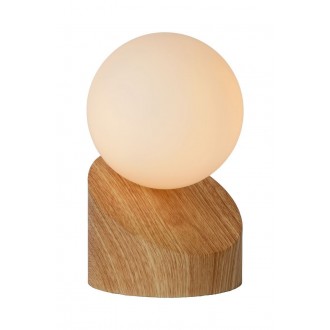 LUCIDE 45561/01/72 | Len Lucide stolna svjetiljka 16cm sa dodirnim prekidačem 1x G9 drvo, opal