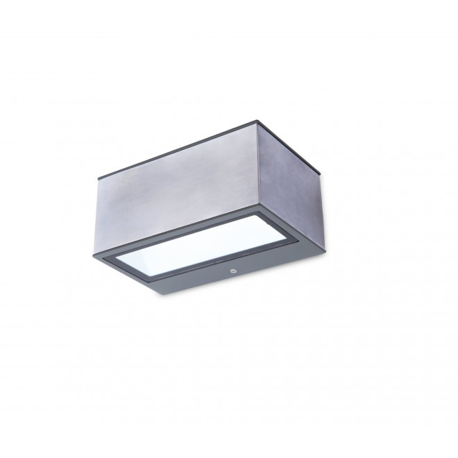 LUTEC 5189103118 | Gemini Lutec zidna svjetiljka oblik cigle 1x LED 700lm 4000K IP54 plemeniti čelik, čelik sivo, prozirno