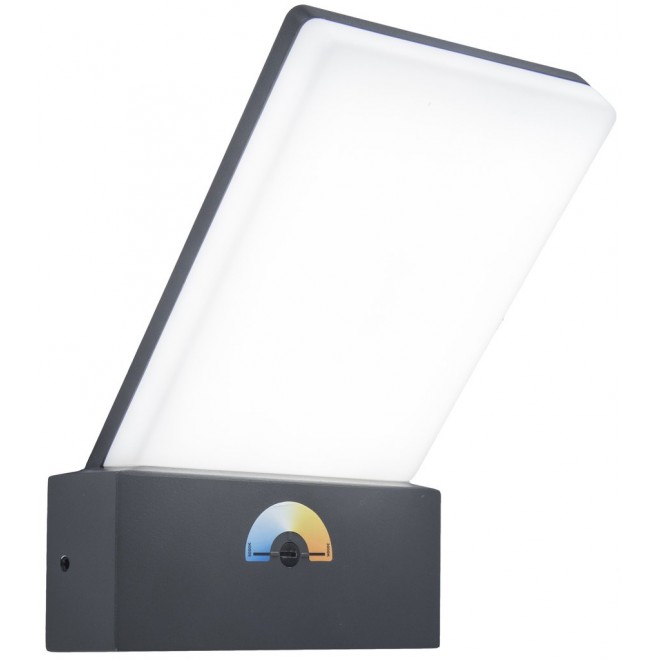 LUTEC 5289001118 | Pano Lutec zidna svjetiljka sa podešavanjem temperature boje 1x LED 1300lm 3000 <-> 5000K IP54 tamno siva, opal