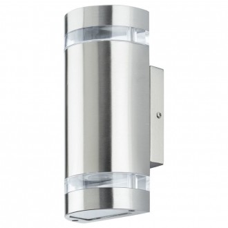 LUTEC 5604021001 | Focus-LUT Lutec zidna svjetiljka lučni 2x GU10 IP44 plemeniti čelik, čelik sivo, prozirno