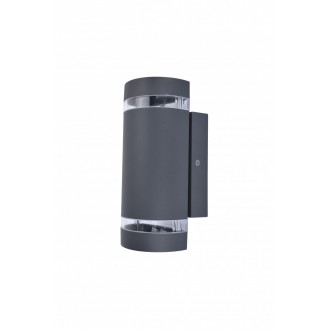 LUTEC 5604023118 | Focus-LUT Lutec zidna svjetiljka lučni svjetlosni senzor - sumračni prekidač 2x GU10 IP44 tamno siva, prozirno