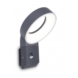 LUTEC 5616304118 | Meridian Lutec zidna svjetiljka sa senzorom, svjetlosni senzor - sumračni prekidač 1x LED 800lm 3000K IP54 antracit siva