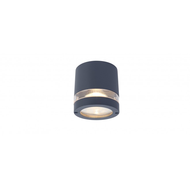 LUTEC 6304201118 | Focus-LUT Lutec stropne svjetiljke svjetiljka cilindar 1x GU10 IP44 tamno siva, prozirno