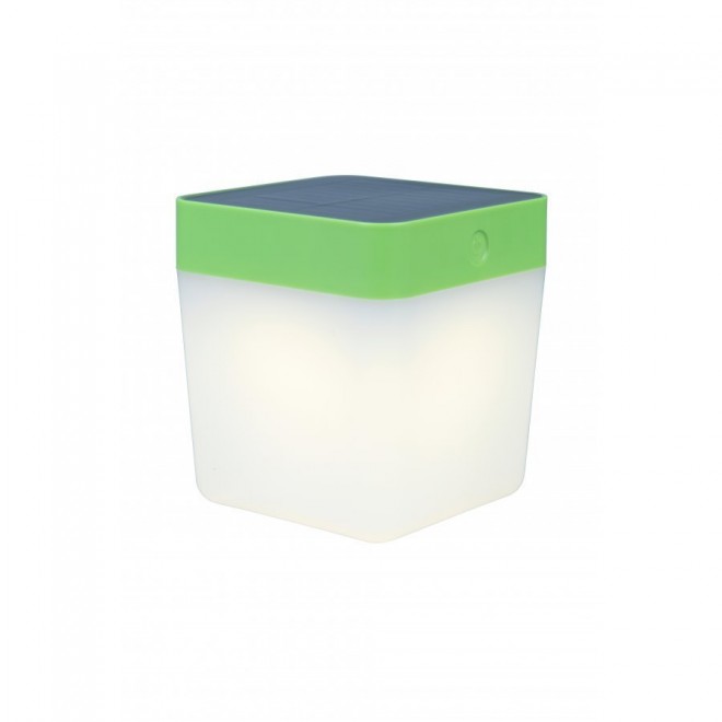 LUTEC 6908001339 | Table-Cube Lutec nosiva, stolna svjetiljka sa tiristorski dodirnim prekidačem solarna baterija, jačina svjetlosti se može podešavati 1x LED 100lm 3000K IP44 zeleno, opal