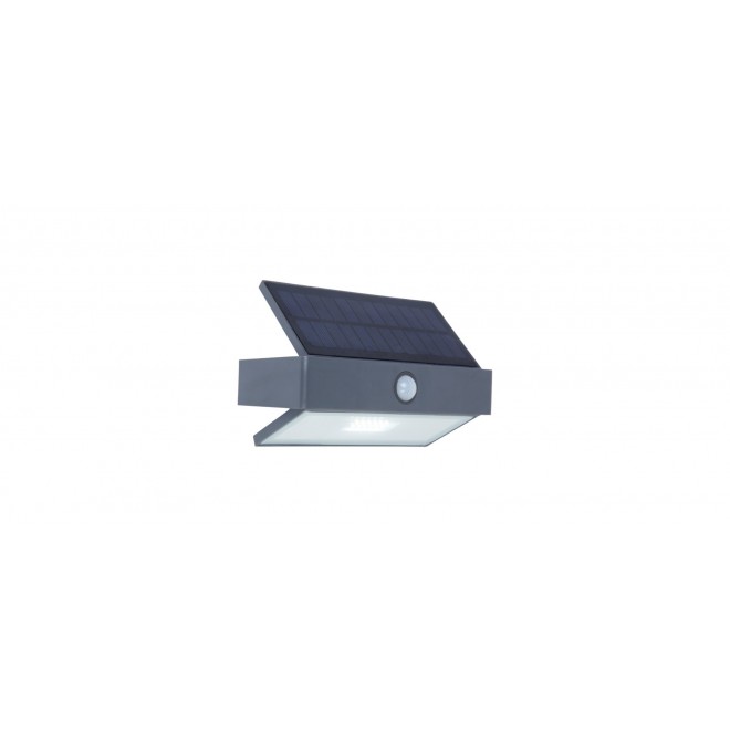 LUTEC 6910601335 | Arrow-LU Lutec zidna svjetiljka sa senzorom, s prekidačem solarna baterija 1x LED 180lm 5000K IP44 antracit siva, prozirno