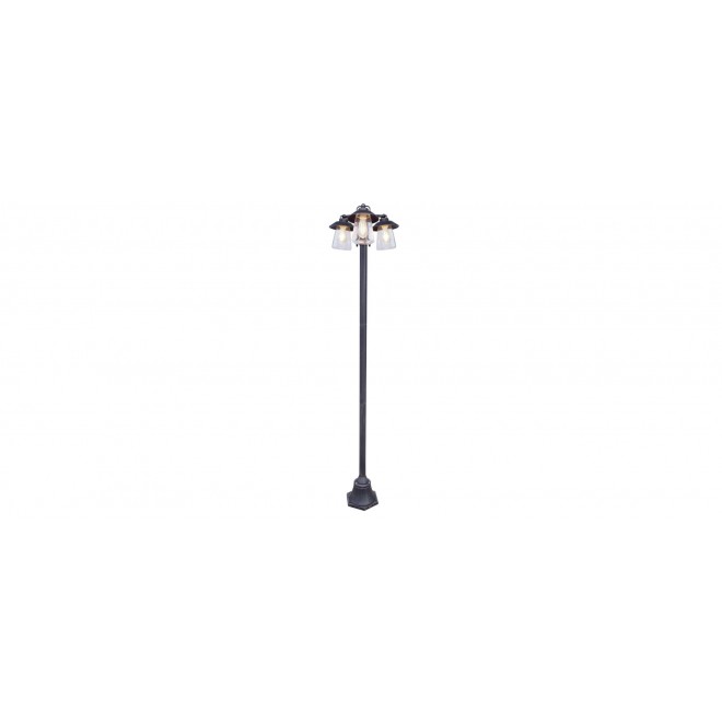 LUTEC 7264230213 | Cate Lutec podna svjetiljka 190cm 3x E27 IP44 antik crno, rdža smeđe, prozirno