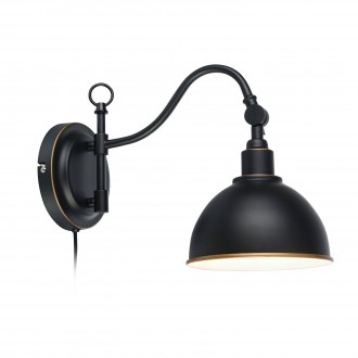 MARKSLOJD 104636 | Ekelund Markslojd zidna svjetiljka sa prekidačem na kablu 1x E27 crno, zlatno, bijelo