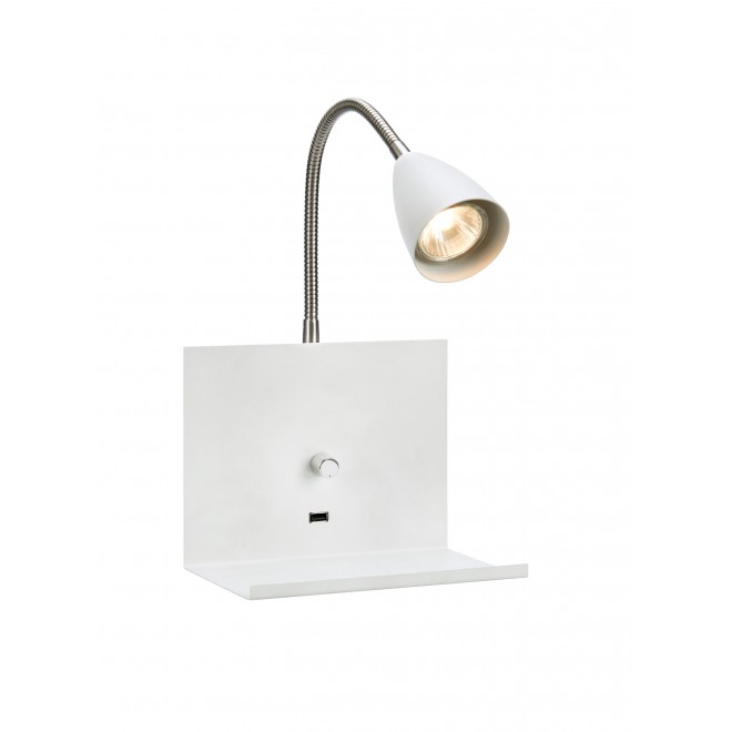 MARKSLOJD 107140 | Logi Markslojd zidna svjetiljka sa tiristorskim prekidačem jačina svjetlosti se može podešavati, USB utikač 1x GU10 bijelo, krom