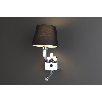 MAXLIGHT W0192 | DenverM Maxlight zidna svjetiljka s prekidačem elementi koji se mogu okretati 1x E27 + 1x LED krom, crno