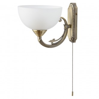 MW-LIGHT 318020801 | Olympus Mw-Light zidna svjetiljka s poteznim prekidačem 1x E27 645lm mesing, opal