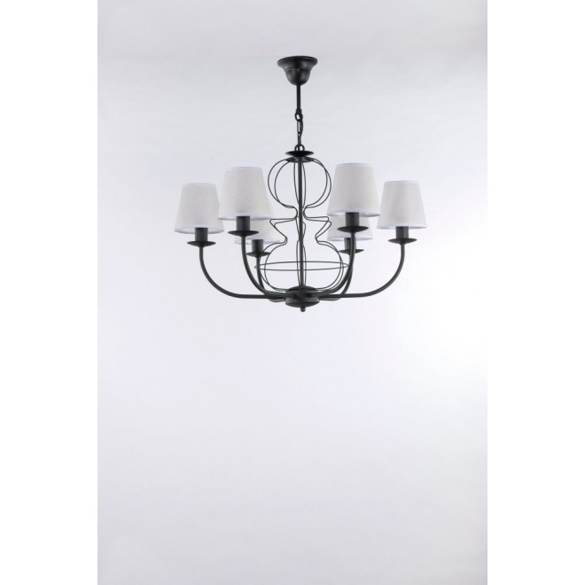 NAMAT 3262 | Fiora Namat luster svjetiljka 6x E14 crno mat, prozirna bijela