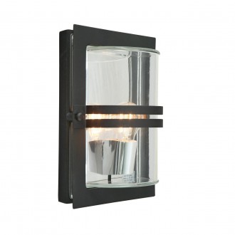 NORLYS 660B | Basel Norlys zidna svjetiljka 1x E27 IP54 crno, prozirno