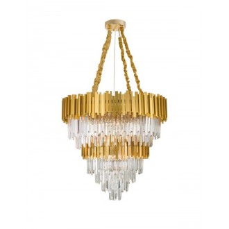 NOVA LUCE 9050120 | Grane Nova Luce luster svjetiljka s mogućnošću skraćivanja kabla 20x E14 zlatno, prozirno