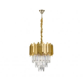 NOVA LUCE 9181100 | Grane Nova Luce luster svjetiljka s mogućnošću skraćivanja kabla 4x E14 zlatno, kristal