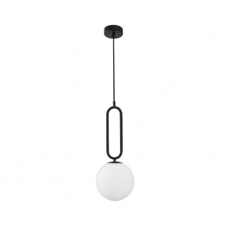 NOVA LUCE 9191202 | Grus Nova Luce visilice svjetiljka s mogućnošću skraćivanja kabla 1x E27 crno mat, opal