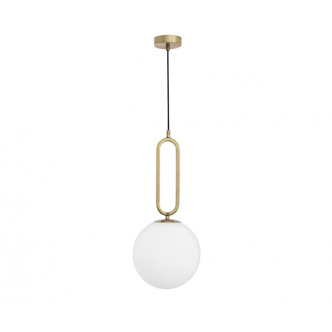 NOVA LUCE 9191251 | Grus Nova Luce visilice svjetiljka s mogućnošću skraćivanja kabla 1x E27 mesing, opal