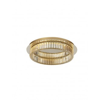NOVA LUCE 9333079 | Aurelia-NL Nova Luce stropne svjetiljke svjetiljka - TRIAC okrugli jačina svjetlosti se može podešavati 1x LED 1481lm 3500K zlatno, prozirno, kristal