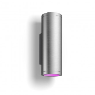 PHILIPS 17463/47/P7 | PHILIPS-hue-Appear Philips zidna hue smart rasvjeta cilindar jačina svjetlosti se može podešavati, sa podešavanjem temperature boje, promjenjive boje 2x LED 1200lm 2700 <-> 6500K IP44 inox
