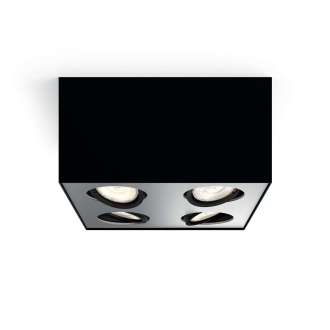 PHILIPS 50494/30/P0 | Box Philips stropne svjetiljke WarmGlow svjetiljka četvorougaoni jačina svjetlosti se može podešavati, izvori svjetlosti koji se mogu okretati 4x LED 2000lm 2200 <-> 6500K crno, sivo