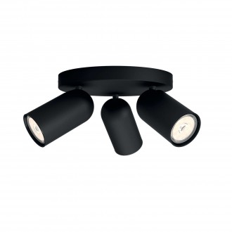PHILIPS 50583/30/PN | Pongee Philips spot svjetiljka okrugli elementi koji se mogu okretati 3x GU10 crno