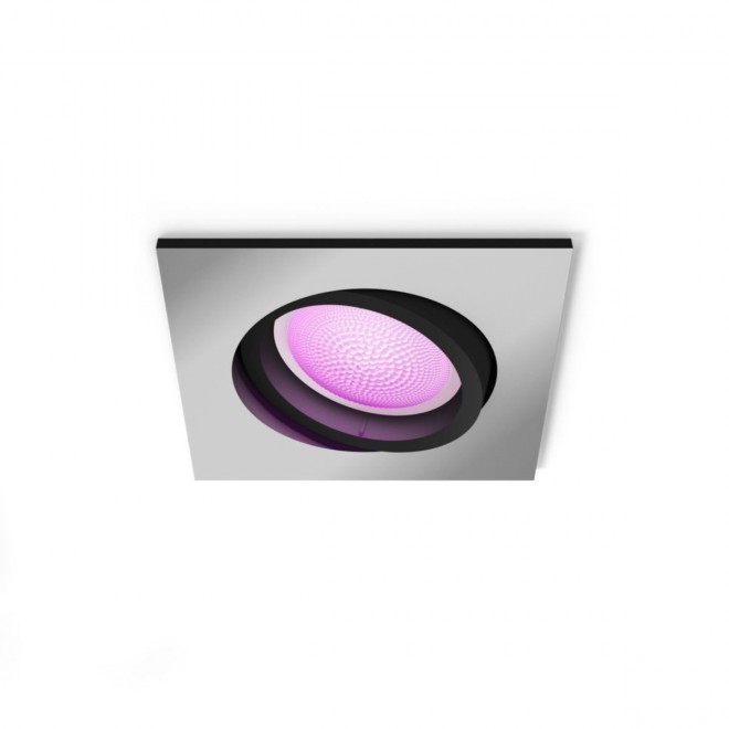 PHILIPS 8719514338807 | PHILIPS-hue-Centura Philips ugradbene svjetiljke hue smart rasvjeta četvrtast jačina svjetlosti se može podešavati, promjenjive boje, sa podešavanjem temperature boje, Bluetooth 90x90mm 1x GU10 350lm 2200 <-> 6500K aluminij