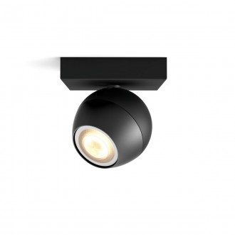 PHILIPS 8719514339200 | PHILIPS-hue-Buckram Philips spot hue smart rasvjeta okrugli jačina svjetlosti se može podešavati, sa podešavanjem temperature boje, Bluetooth 1x GU10 350lm 2200 <-> 6500K crno