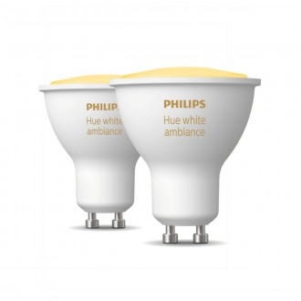PHILIPS 8719514340121 | GU10 4,3W -> 50W Philips spot LED izvori svjetlosti hue smart rasvjeta 350lm 2200 <-> 6500K jačina svjetlosti se može podešavati, sa podešavanjem temperature boje, Bluetooth, dvodijelni set CRI>80