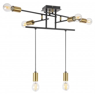 RABALUX 2116 | Lanny Rabalux stropne svjetiljke, visilice svjetiljka elementi koji se mogu okretati 6x E27 crno, zlatno