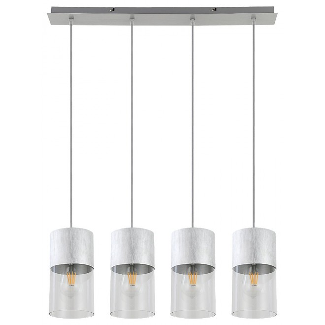 RABALUX 3156 | Zelkova Rabalux visilice svjetiljka 4x E27 brušeni aluminij, prozirna