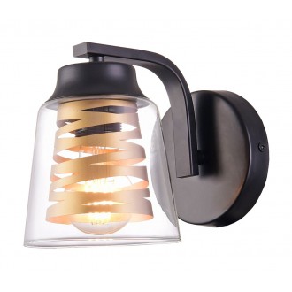 RABALUX 3542 | Zenaida Rabalux zidna svjetiljka 1x E27 crno mat, zlatno, prozirna