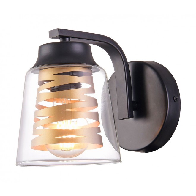 RABALUX 3542 | Zenaida Rabalux zidna svjetiljka 1x E27 crno mat, zlatno, prozirna