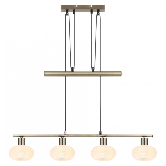RABALUX 3917 | Sorina Rabalux visilice svjetiljka balansna - ravnotežna, sa visinskim podešavanjem 4x E14 antik brončano, opal