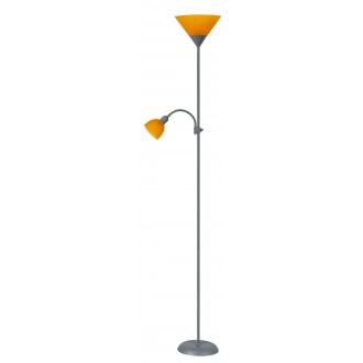 RABALUX 4026 | Action Rabalux podna svjetiljka 178cm sa prekidačem na kablu fleksibilna 1x E27 + 1x E14 srebrno, narančasto