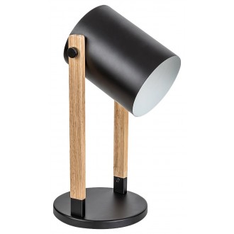 RABALUX 5278 | Nicolas-RA Rabalux stolna svjetiljka 29,5cm sa prekidačem na kablu elementi koji se mogu okretati 1x E27 crno mat, bukva, bijelo
