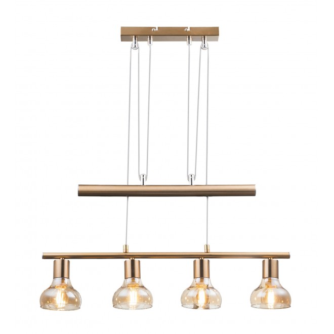RABALUX 5551 | Holly-RA Rabalux visilice svjetiljka balansna - ravnotežna, sa visinskim podešavanjem 4x E14 antik zlato, jantar