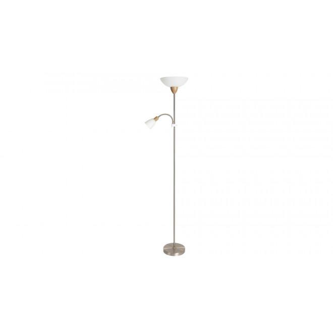 RABALUX 5739 | Diana Rabalux podna svjetiljka 177,5cm sa prekidačem na kablu fleksibilna 1x E27 + 1x E14 krom saten, bukva, opal
