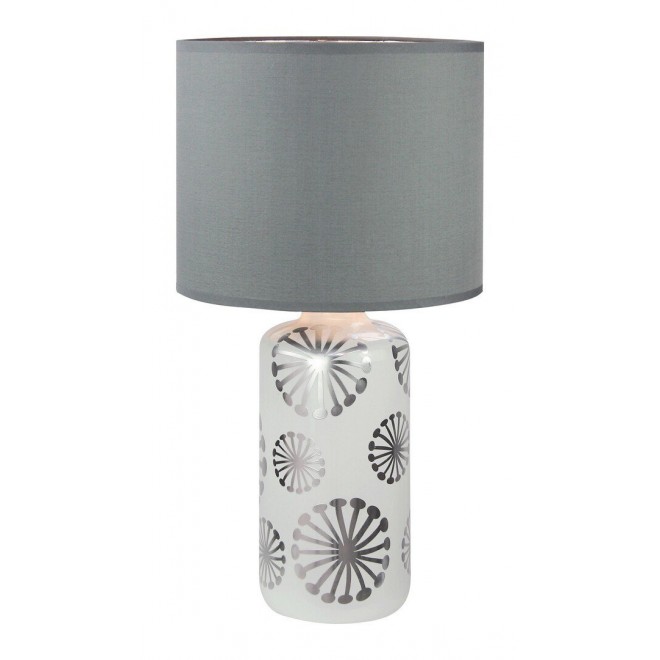 RABALUX 6029 | Ginger Rabalux stolna svjetiljka 49cm sa prekidačem na kablu 1x E27 bijelo, srebrno, sivo