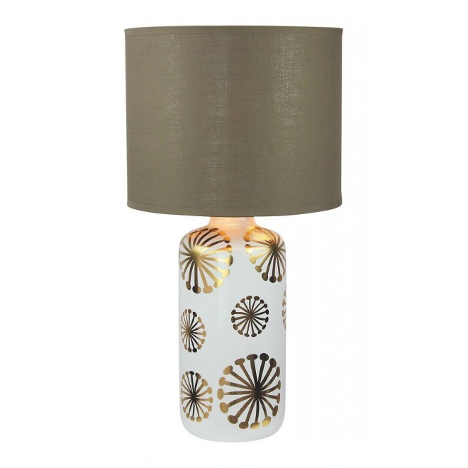 RABALUX 6030 | Ginger Rabalux stolna svjetiljka 49cm sa prekidačem na kablu 1x E27 bijelo, zlatno, smeđe