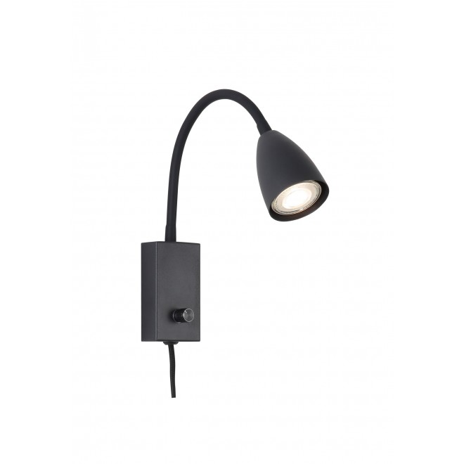 RABALUX 6719 | Mika-RA Rabalux spot svjetiljka s prekidačem elementi koji se mogu okretati, sa kablom i vilastim utikačem 1x GU10 crno