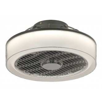 RABALUX 6857 | Dalfon Rabalux ventilatorska lampa stropne svjetiljke okrugli daljinski upravljač jačina svjetlosti se može podešavati, sa podešavanjem temperature boje 1x LED 1500lm 3000 <-> 6000K sivo, krom, prozirna