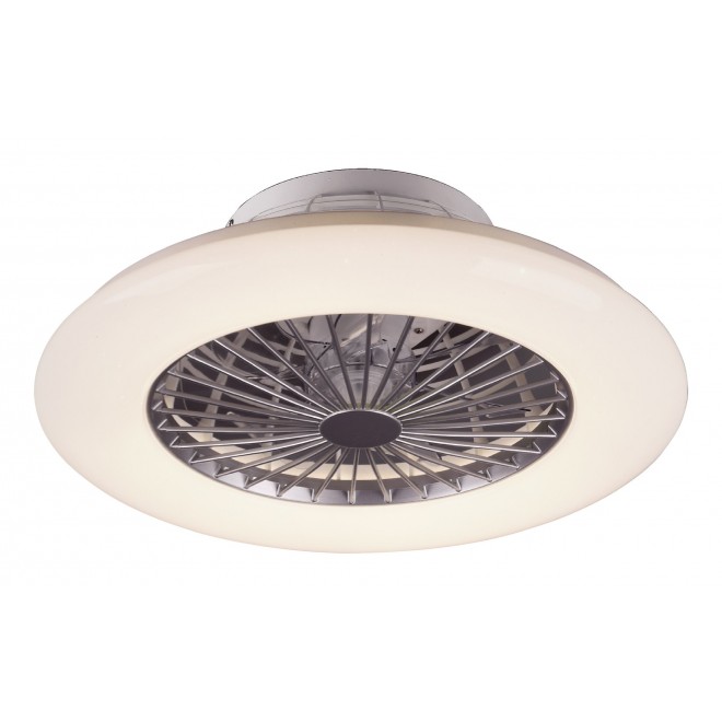 RABALUX 6859 | Dalfon Rabalux ventilatorska lampa stropne svjetiljke okrugli daljinski upravljač jačina svjetlosti se može podešavati, sa podešavanjem temperature boje 1x LED 1700lm 3000 <-> 6500K bijelo, srebrno, učinak kristala