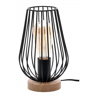RABALUX 6915 | Gremio Rabalux stolna svjetiljka 24,5cm sa prekidačem na kablu sa kablom i vilastim utikačem 1x E27 bukva, crno