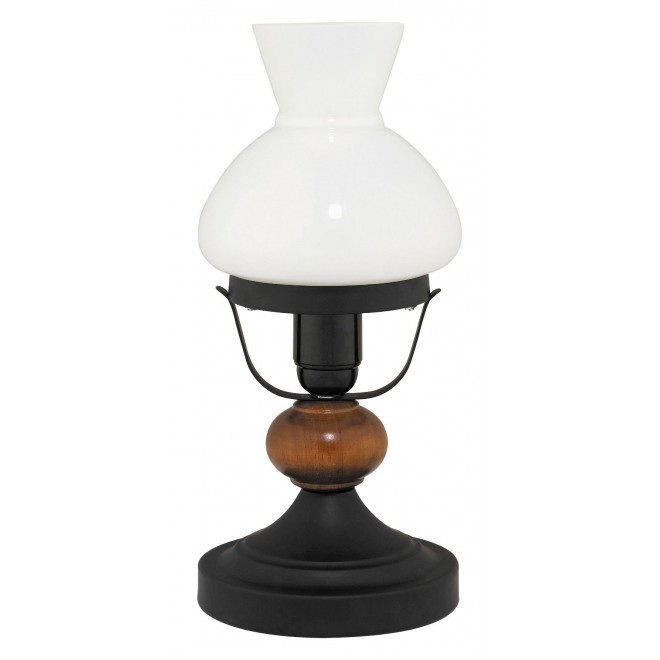 RABALUX 7072 | Petronel Rabalux stolna svjetiljka 35cm sa prekidačem na kablu 1x E27 crno mat, boja oraha, bijelo