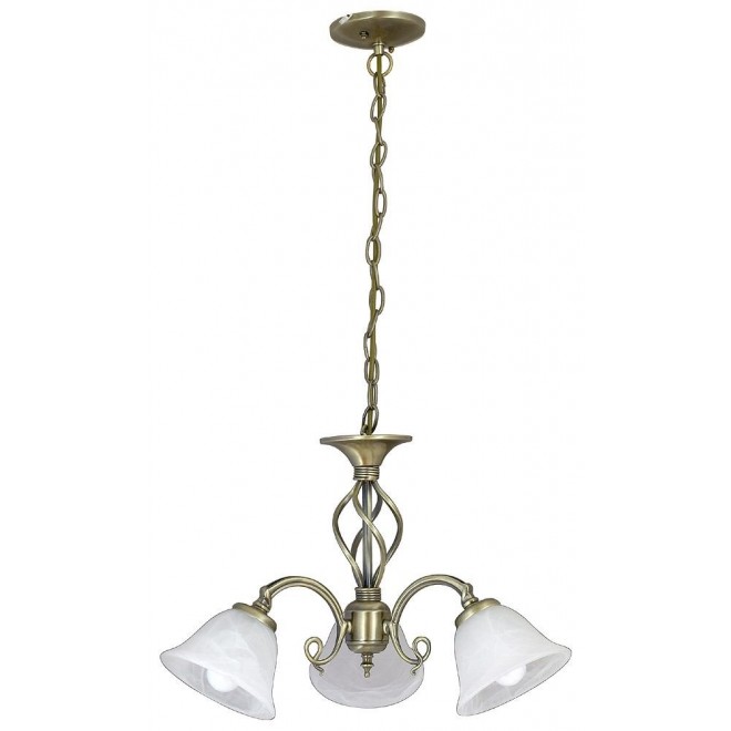 RABALUX 7133 | Beckworth Rabalux luster svjetiljka 3x E14 bronca, bijelo alabaster
