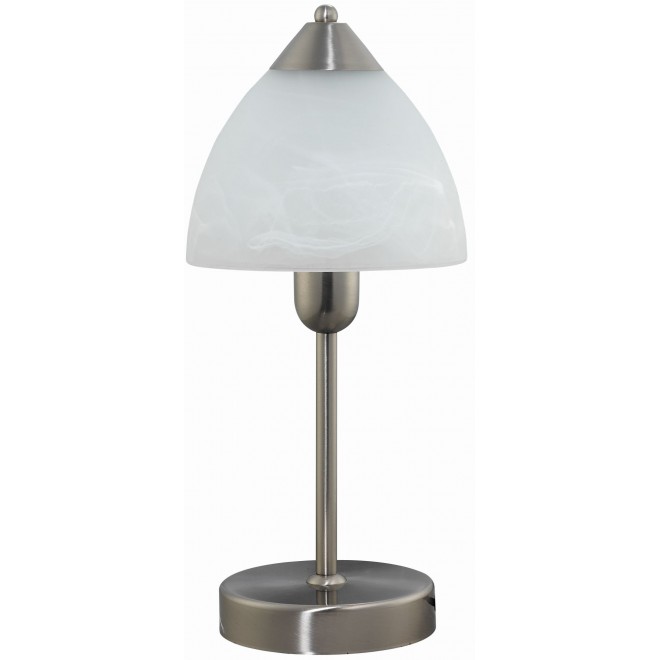 RABALUX 7202 | Tristan Rabalux stolna svjetiljka 37cm sa prekidačem na kablu 1x E14 kromni mat, bijelo alabaster