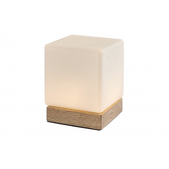 RABALUX 76003 | Pirit Rabalux stolna svjetiljka kocka 13cm sa prekidačem na kablu jačina svjetlosti se može podešavati, USB utikač 1x LED        40lm 3000K bukva, opal