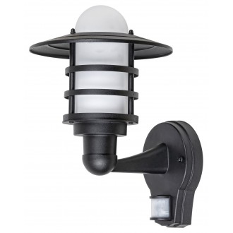 RABALUX 7679 | Darrington Rabalux zidna svjetiljka sa senzorom 1x E27 IP44 crno, bijelo