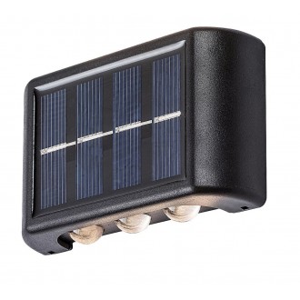 RABALUX 77024 | Kangton Rabalux zidna svjetiljka svjetlosni senzor - sumračni prekidač, s prekidačem solarna baterija 1x LED 8lm 3000K IP44 crno